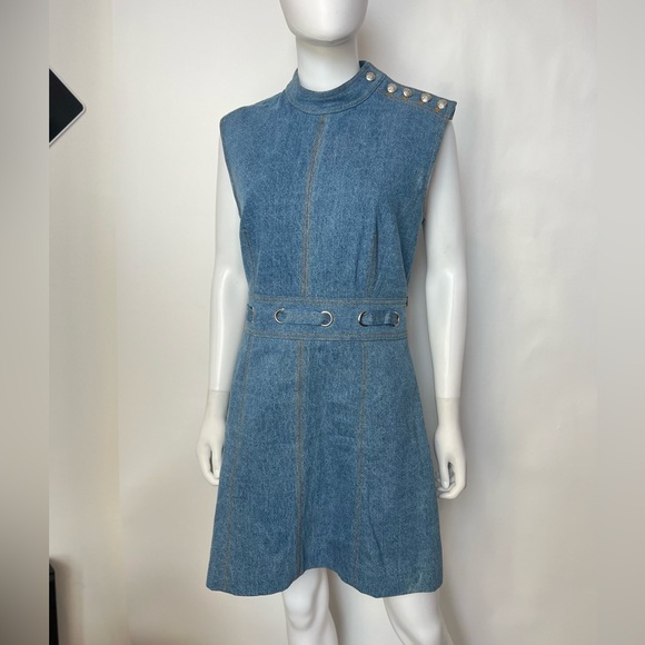Veronica Beard Nico mock neck Denim dress Size 8 - Picture 2 of 15